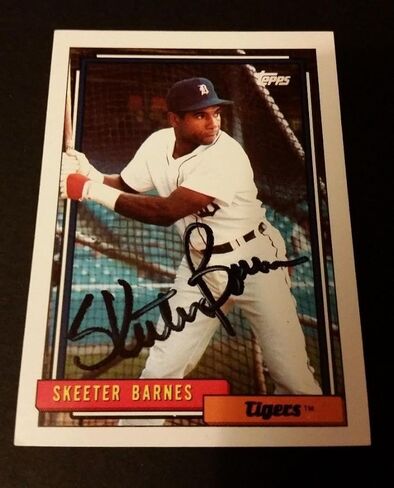 Skeeter Barnes Tigers 1992 Topps #221 S Authentic Motograph JG2 - بطاقات البيسبول الموقعة in Saudi Arabia