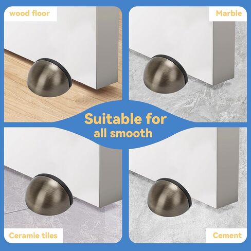 Floor Mounted Door Stops, Stainless Steel Door Stoppers for Floor, Floor Door Stop Mounted Half Moon, with Screws, for Hard Floor Concrete Floor(Silver,1 Pcs) in Saudi Arabia