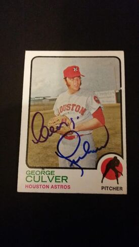 George Culver Astros 1973 Topps #242 Reds Auth Ink موقعة توقيع FB15 - بطاقات البيسبول الموقعة in Saudi Arabia