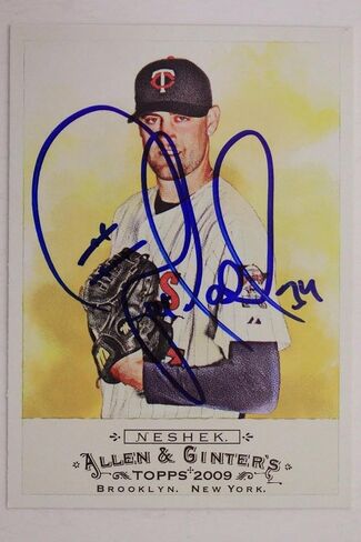 Signed PAT NESHEK Twins 2009 Allen & Ginter #50 Autographed Card 16E - MLB Autographed Baseball Cards in Saudi Arabia