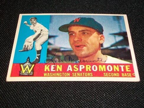 Washington Senators Ken Aspromonte Auto Signed 1960 Topps Card #114 JSA STAMP N - Autographed Baseball Cards in Saudi Arabia
