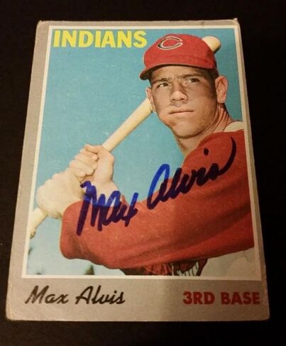 Max Alvis Indians 1970 Topps #85 Brewers Authentic توقيع JG2 - بطاقات البيسبول الموقعة in Kuwait