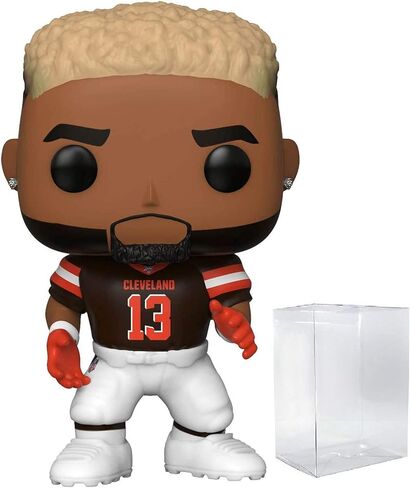 POP Football: Giants - Odell Beckham Jr (Brown Uniform) Funko Vinyl Figure (Bundled with Compatible Box Protector Case), Multicolor, 3.75 inches in Saudi Arabia