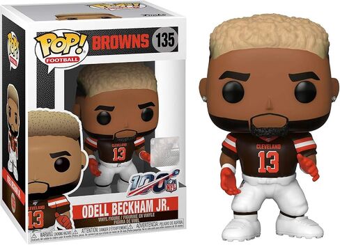 POP Football: Giants - Odell Beckham Jr (Brown Uniform) Funko Vinyl Figure (Bundled with Compatible Box Protector Case), Multicolor, 3.75 inches in Saudi Arabia