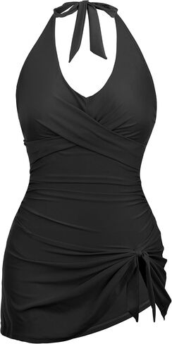 Firpearl Women's Underwire One Piece Swim Dress - Halter V Neck Skirt Bathing Suit Tummy Control Slimming Swimdress 2025 in Saudi Arabia