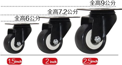 4 PCS 1.5 2 2.5inch Rubber Wheel Single Wheel Black دوارة Castor عجلات الأثاث العربة (2 بوصة) in Saudi Arabia