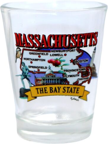 Massachusetts State Elements Map Shot Glass in Saudi Arabia