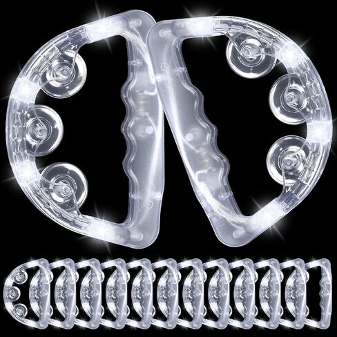 Yunsailing 12 Packs Light up Tambourines With White Flashing LED Handheld Percussion Instrument Glow in The Dark Ring Metal Jingles for Teenagers Adults Wedding Concerts Performance Party Favors Bulk in Saudi Arabia