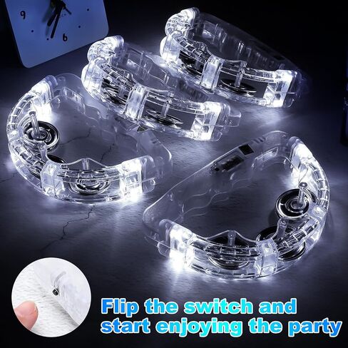 Yunsailing 12 Packs Light up Tambourines With White Flashing LED Handheld Percussion Instrument Glow in The Dark Ring Metal Jingles for Teenagers Adults Wedding Concerts Performance Party Favors Bulk in Saudi Arabia