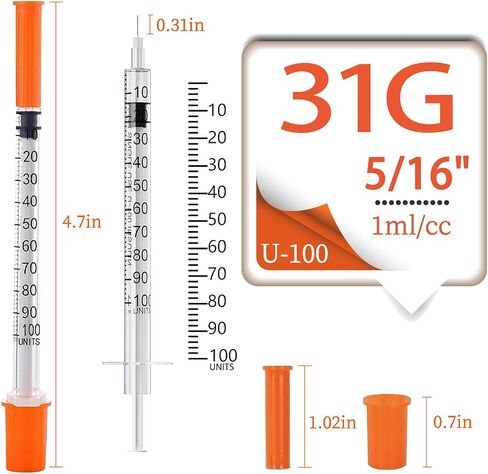 1ML Syringe with 31G 5/16" (8MM) Needle 30PACK, Lab Supplies, Individually Packaged (1CC 31G 5/16"-30PACK) in Saudi Arabia
