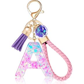 Initial Letter Keychain for Women Girls Aesthetic Girly Resin Alphabet Monogram Key Chain Charm in Kuwait