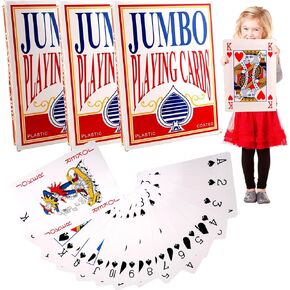 3 Pcs Jumbo Playing Cards Oversized Deck of Playing Cards Giant Poker Cards for Family Party Game BBQ Casino Party Decorations (5 x 3.5 Inch)