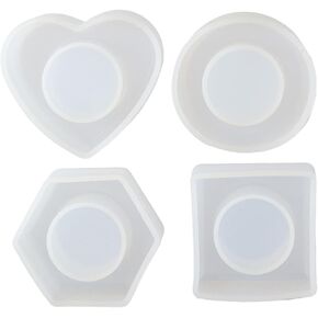 4 PCS Napkin Rings Resin Mould Set, Hexagon Square Round Heart Shaped Silicone Mould, Epoxy Resin Casting Napkin Ring Holders Moulds