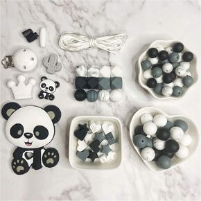 DIY Silicone Beads Ice Cream Set Necklace Bracelet Silicone Hexagon Beads Wooden Ring