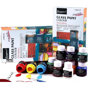 Stained Glass Paint, Lacquer Based for Superior Glass Art Paint, Permanent Window Paint, Gallery Glass-Stained Glass Paint Set Non-Toxic Craft Porcelain Paint
