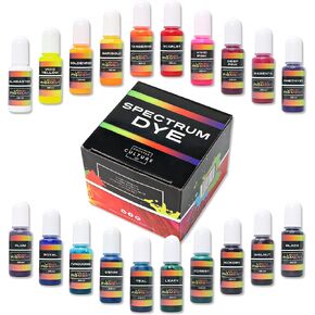 Counter Culture DIY High Concentration Spectrum Water Based Dye Resin Pigment, 20 Bottles 0.35 fl oz each, Alcohol Free Odorless Non Toxic