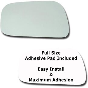 Driver Side Mirror Replacement Glass and FULL SIZE ADHESIVE PAD for 1992-2001 Toyota Camry, 95-99 Avalon Left Side View LH (1993 1994 1995 1996 1997 1998 1999 2000 92 93 94 95 96 97 98 99 00 01)