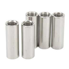 Pack of 5 M12 x 1.75-Pitch 45mm Length Round Coupling Nut 304 Stainless Steel Female Fully Threaded