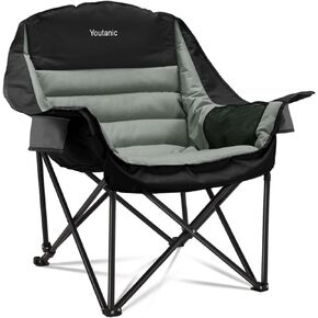 Oversized Camping Chair, Portable Folding Camping Chairs with Side Pocket, Cup Holder and Carry Bag, Heavy Duty Outdoor Camping Chairs for Adults, Fishing, Sports, Trip, up to 400lbs, Style 4