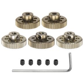 uxcell 64P Pinion Gear Set 3.175mm (1/8") Shaft 46T 47T 48T 49T 50T Aluminum Alloy Motor Gears with Step for 1/10 RC Car (5pcs)