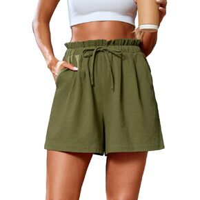 SUEANI Women's Casual Shorts Drawstring Elastic Waist Shorts Summer Beach Shorts with Pockets