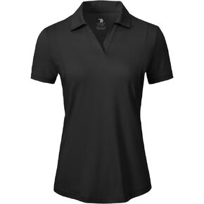 BGOWATU Women's Short Sleeve Golf Tennis Polo Shirts V Neck Collared Workout Tops UV Protection Dry Fit
