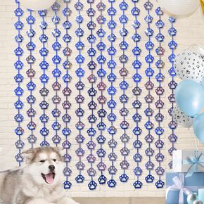 Dog Birthday Party Supplies, 2 Pack Blue Dog Paw Party Decorations, 3.3x6.6ft Paw Tinsel Foil Fringe Curtains, Puppy Photo Booth Prop Backdrop Streamer, Birthday Decor, Party Decor