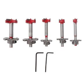 Garosa 5pcs Forstner Drill Bit Set Positioning Woodworking Hole Opener Set Saw Wood Cutter Carbide Tipped Forstner Bit 15/20/25/30/35mm with 2 Hex Wrench Wooden Boxed