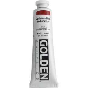 Heavy Body Acrylics by GOLDEN, Cadmium Red Medium Hue, 2 fl. oz. Tube, Professional Acrylic Paint, Semi-Transparent