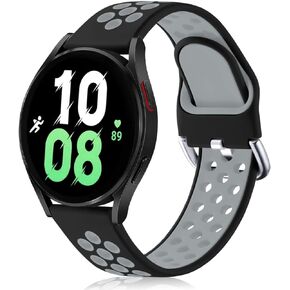GEAK Compatible with Samsung Watch 5 Bands/Galaxy Watch 5 Pro Band/Samsung Watch 4 Band 40mm 44mm/Galaxy Watch Active 2 40mm/44mm, 20mm Silicone Sport Watch Band for Women Men Small Black/Blue