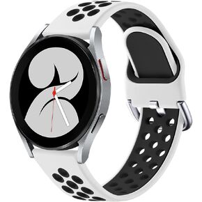 GEAK متوافق مع ساعة Samsung Watch 5 Band/Galaxy Watch 5 Pro Bands/Samsung Watch 4 Band 40mm 44mm/Galaxy Watch Active 2 40mm/44mm، 20mm حزام ساعة رياضي من السيليكون مسامي للنساء والرجال صغير أسود/وردي
