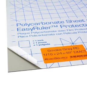 Smoke Grey Polycarbonate Plastic Sheet 24" X 48" X 0.0625" (1/16") Exact, Shatter Resistant, Easier to Cut, Bend, Mold than Plexiglass. Hobby, Home, DIY, Industrial, Crafts. Translucent Gray Tinted PC