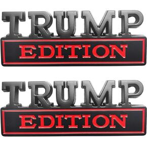 OnlyYou.X Trump Edition Emblem Trump Edition Badge Trump Edition Sticker Compatible with Universal Pickup and Car Black Chrome 2 Pieces Metal
