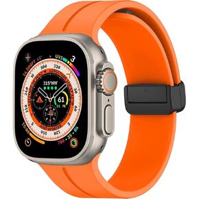 Magnetic for Apple Watch Ultra Band 49mm 45mm 44mm 41mm 40mm iWatch Bands 38mm 42mm Men/Women,Soft Sport Silicone Replacement Wristband Strap for Apple Watch Band Series 9 8/7/6/5/4/3/2/SE/Ultra 2