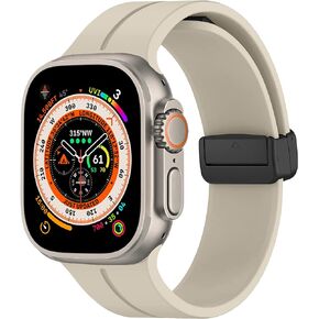 Magnetic for Apple Watch Ultra Band 49mm 45mm 44mm 41mm 40mm iWatch Bands 38mm 42mm Men/Women,Soft Sport Silicone Replacement Wristband Strap for Apple Watch Band Series 9 8/7/6/5/4/3/2/SE/Ultra 2
