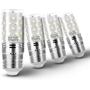 E26 LED Candelabra Light Bulb 10W Equivalent 100W 6000K Daylight White 1200 Lumen E26 Edison Base LED Corn Bulbs for Chandelier Pendant Ceiling Fan Lighting Wall Sconces, Non-dimmable, 2 Pack