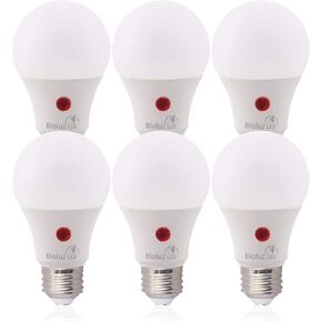 Bioluz LED 3 Pack Yellow Dusk to Dawn A19 Bug Light Bulb Auto On/Off 60W Replacement 9W Photocell Photosensor Instant ON and 3 Min Delay Off Indoor/Outdoor Lighting Lamp Garage Hallway Yard Porch UL