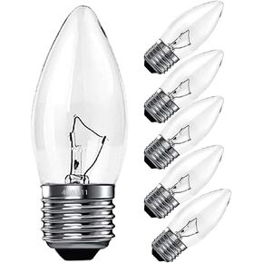 40W Incandescent Torpedo Tip Chandelier, Incandescent Clear Dimmable Light Bulbs and Medium E26 Candelabra Base,Transparent Candle Light Bulbs for Chandeliers,Curtains for Living Room(6)