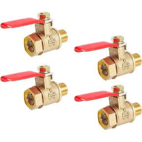 Aopin Ball Valve Brass G 1/8" Female x G 1/8" Male Valve Shut Off for Water, Oil and Gas Fluid, Ball Valve with Vinyl Handle Suitable for PEX, Copper, HDPE 4 Pcs
