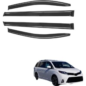Outside 4 Pieces Black Window Visors Shade Sun Rain Wind Guards Cover Acrylic Replacement for 2011-2019 Toyota Sienna