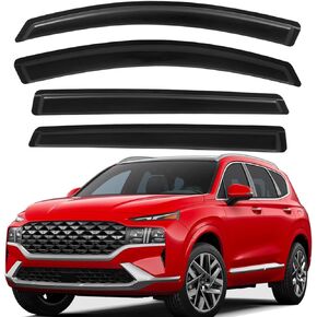 Lightronic WV94824 Outside-Mount Side Window Deflectors & Visors Rain Guards, Dark Smoke, 4-Pieces Set, Fits 2019-2023 Hyundai Santa Fe