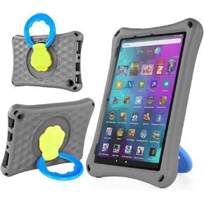 حافظة كمبيوتر لوحي 10 جديدة كليًا للأطفال، خفيفة الوزن ومقبض مقاوم للصدمات، حامل دوار 360 درجة، حافظة مقاومة للأطفال (رمادي) in Kuwait