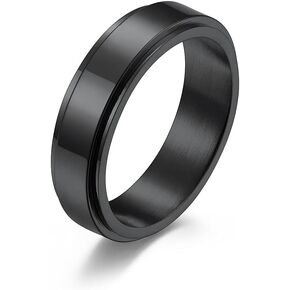 Spinner Fidget Band Rings for Men Women Girls for Anxiety Rotating Stress Relief Tail Middle Finger Coil Rotate Freely Simple Stainless Steel Jewelry for Him Her Gifts Birthday Anniversary