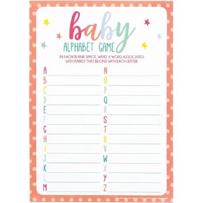 Exciting Multicolor ABC Paper Party Game - 5" x 7" (Pack of 24) - Perfect for Baby Showers, Announcements, Birthday & Gender Reveal