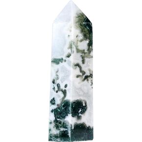 mookaitedecor Natural Black Striped Agate Crystal Wand for Healing, Hexagonal Crystal Points 6 Faceted Tower for Home Decor, 2.3-3.1 Inch