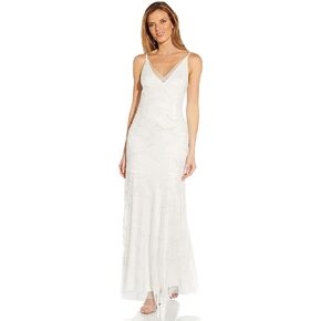 Adrianna Papell Women's Beaded Mesh Covered Gown