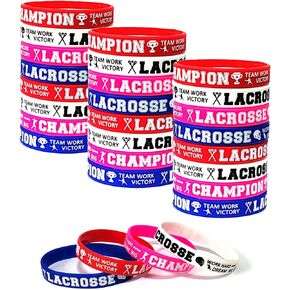 24PCS Lacrosse Silicone Wristband/Bracelets-LAX Party Favors and Supplies-Motivational Sports Prize Goalie helmet - Boys/Girls/Players/Carnival/Events/Gifts