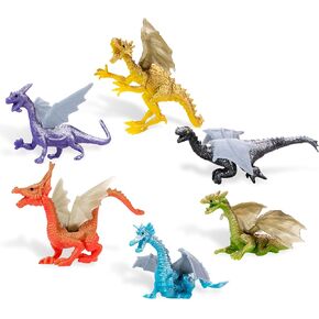 Dragon Toys - 24 Pcs Dragon Playset in The Box - Dragon Figurine for Party Favors - Classroom Prizes Pinata Stuffers - Dragon Toy Goodie Bag Supplies - Bulk Gifts for Kids - Easter Gifts for Kids