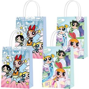16 قطعة من أكياس الهدايا الورقية للحفلات للفتيات من Powerpuff Girls، طرازان من حقائب هدايا الحفلات مع مقابض لتزيين حفلات أعياد الميلاد الكرتونية للأطفال، وأكياس هدايا الحلوى in Kuwait