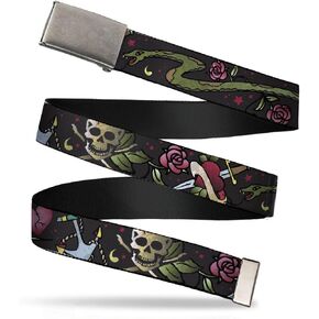 Buckle-Down Web Belt Live Hard Tattoo 1.5"